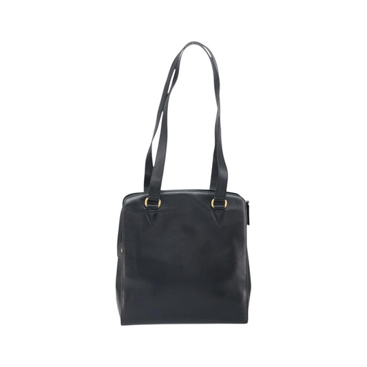 Celine Vintage turn lock shoulder Leather, Black, Leather, Handbag
