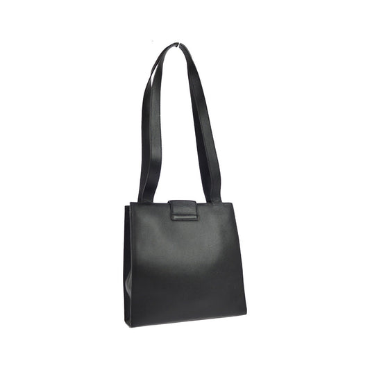 Celine Vintage Turnlock Leather, Black, Leather, Shoulder Bag