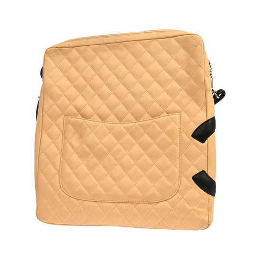Chanel Cambon Crossbody Bag Calfskin Leather, Beige, Leather, Shoulder Bag