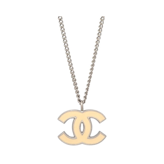 Chanel CC Logo Pendant Metal, Silver, Silver Plated, Necklace