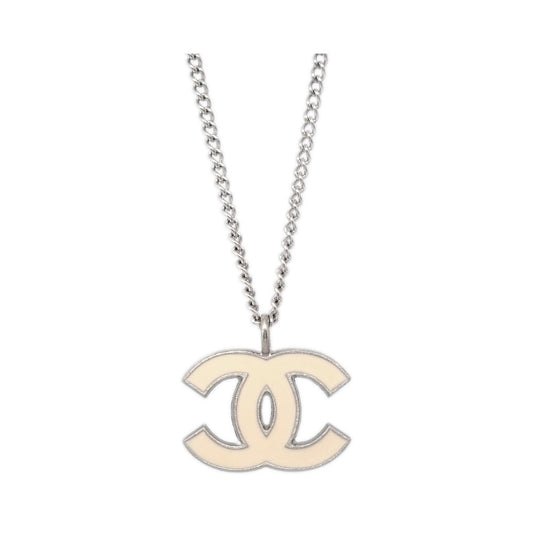 Chanel CC Logo Pendant Metal, Silver, Silver Plated, Necklace