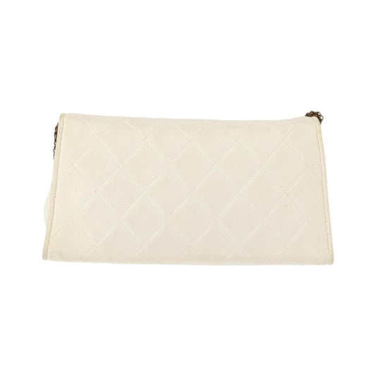 Chanel Full Flap Wallet on Chain Quilted Lambskin, White, Leather, Clutch