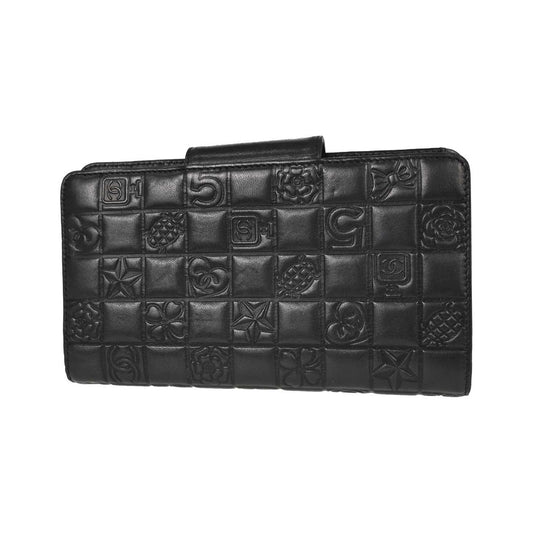 Chanel Lucky Symbols French Embossed Quilted Leather, Black, Leather, Wallet