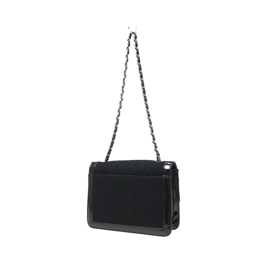 Chanel Reissue Flap Quilted Jersey with Patent, Black, Canvas, Shoulder Bag