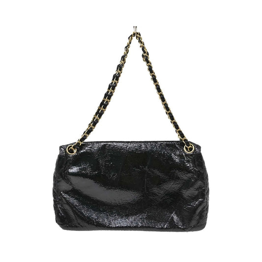 Chanel Rock and Chain Flap Patent Vinyl, Black, Patent Leather, Shoulder Bag