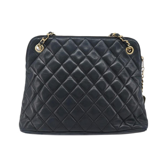 Chanel Shoulder Quilted Leather, Black, Leather, Shoulder Bag