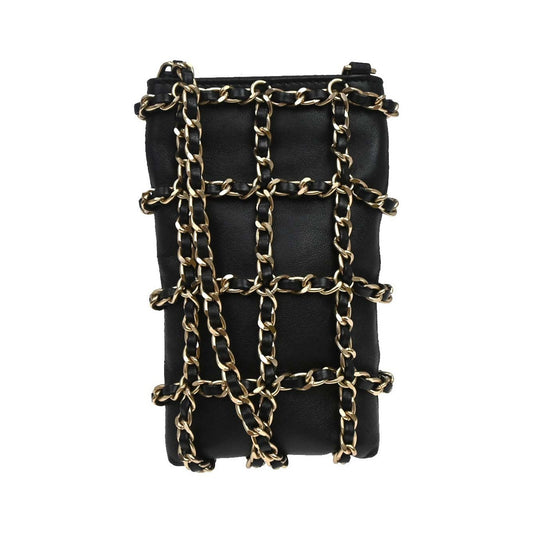 Chanel Tech Me Out Clutch With Chain Lambskin, Black, Leather, Clutch