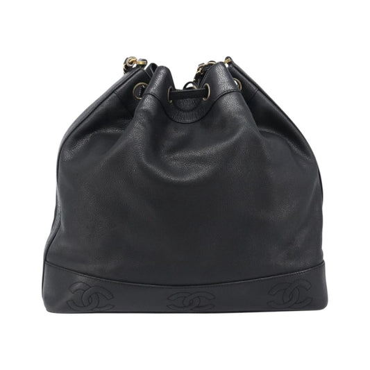 Chanel Vintage CC Drawstring Bucket Caviar, Black, Leather, Handbag
