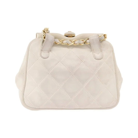 Chanel Vintage Diamond CC Tassel Quilted Lambskin, White, Leather, Shoulder Bag