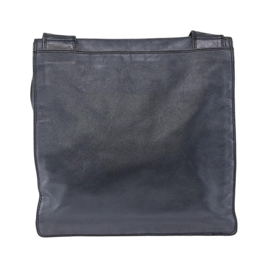 Chanel Vintage Logo Flap Messenger Leather, Blue, Leather, Handbag