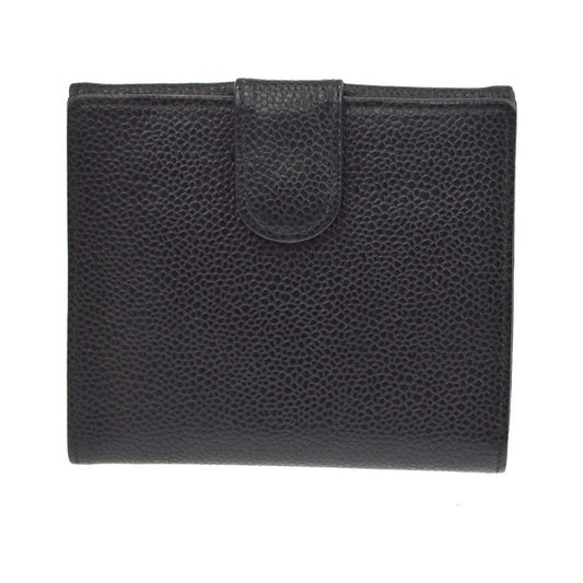 Chanel Vintage Timeless Bifold Caviar, Black, Leather, Wallet