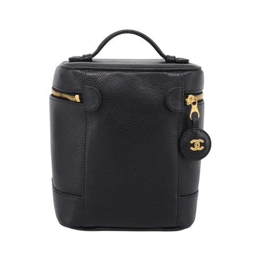 Chanel Vintage Timeless Cosmetic Case Caviar, Black, Leather, Handbag