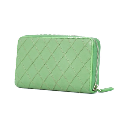 Chanel Wild Stitch Topics Wallet Lambskin, Green, Leather, Wallet