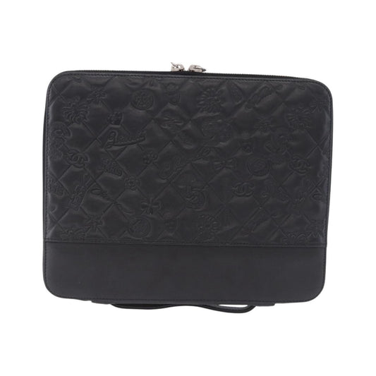 Chanel Zip Around iPad Case Quilted Lambskin, Black, Leather, Tech Accessory