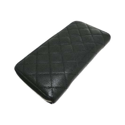 Chanel Zip Around Organizer Quilted Caviar, Black, Leather, Wallet