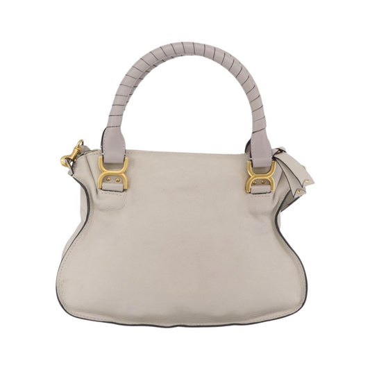 Chloe Marcie Satchel Leather, Gray, Leather, Handbag