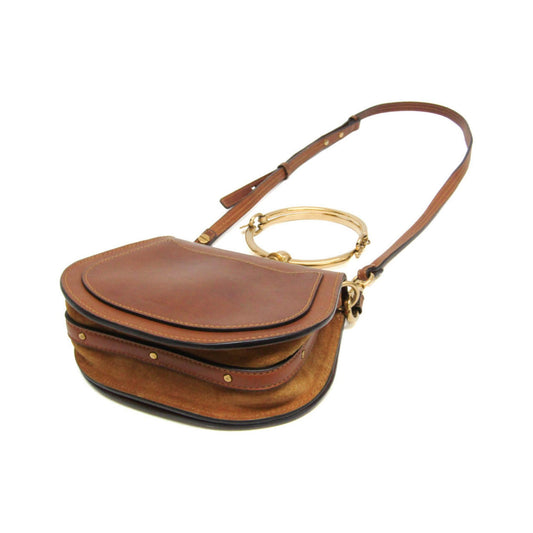 Chloe Nile Studded Suede and Leather, Brown, Leather, Crossbody Bag