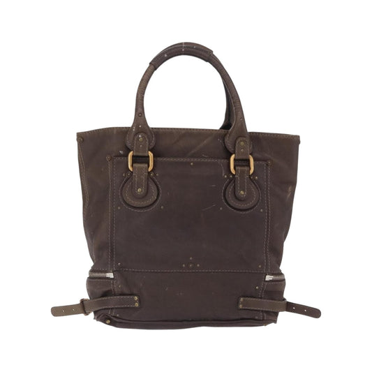 Chloe Paddington Zip Leather, Brown, Leather, Tote Bag
