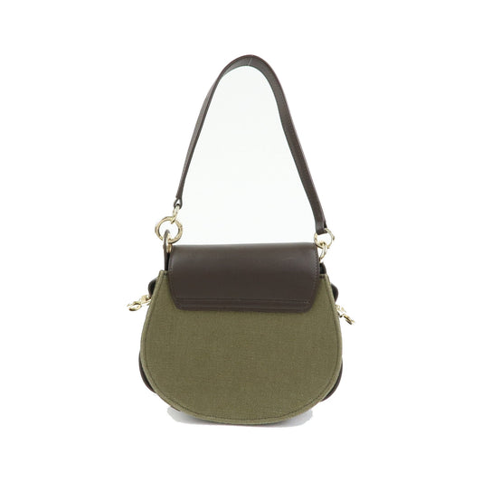 Chloe Tess Canvas with Leather, Green, Canvas, Handbag