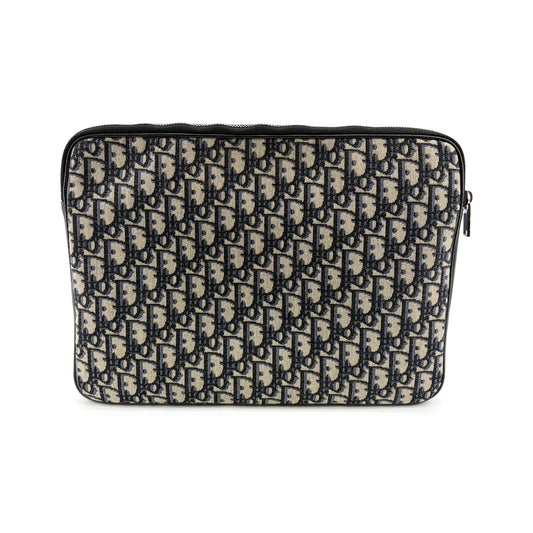 Christian Dior A4 Zip Oblique Canvas, Beige, Canvas, Clutch