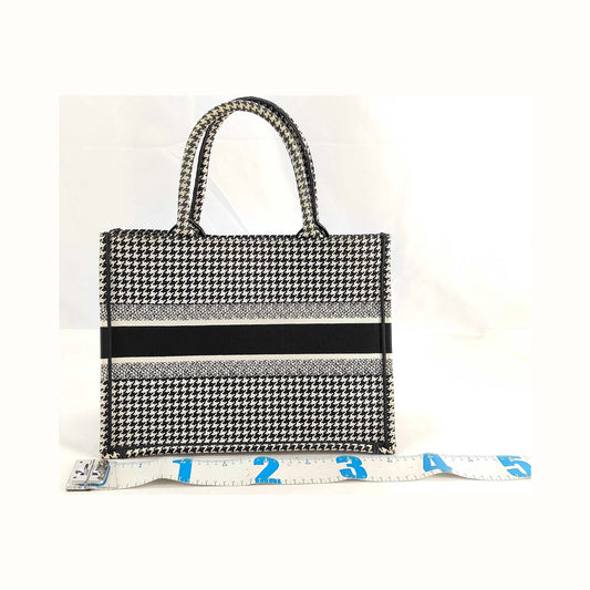 Christian Dior Book Tote Embroidered Canvas, Black, Canvas, Handbag