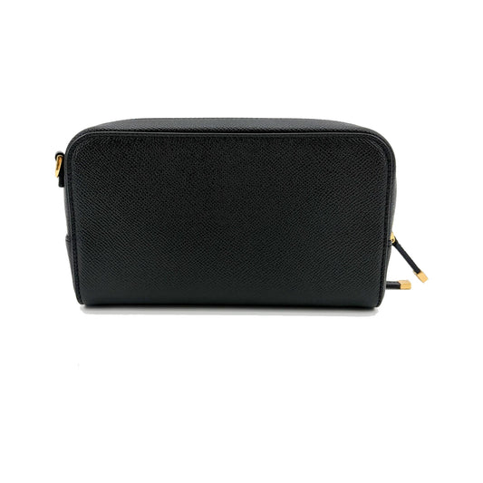 Christian Dior Caro Double Leather, Black, Leather, Crossbody Bag