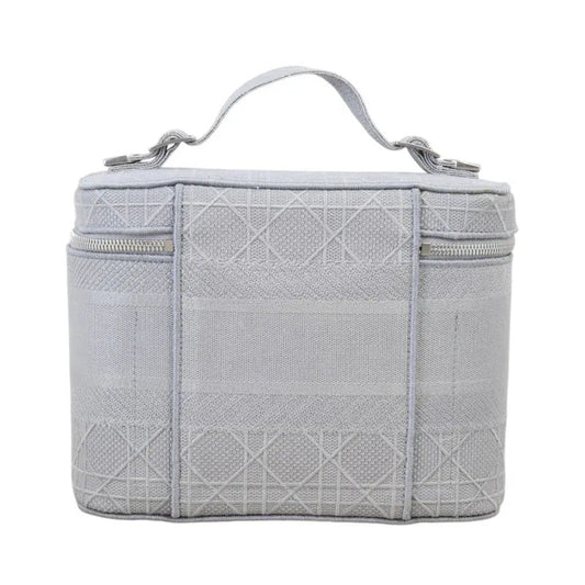 Christian Dior Diortravel Vanity Embroidered Cannage, Gray, Cotton, Toiletry Case