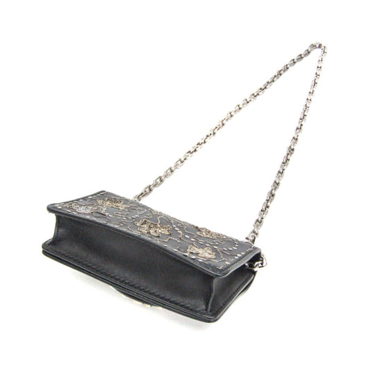 Christian Dior J'Adior Flap Embellished Leather, Black, Leather, Handbag