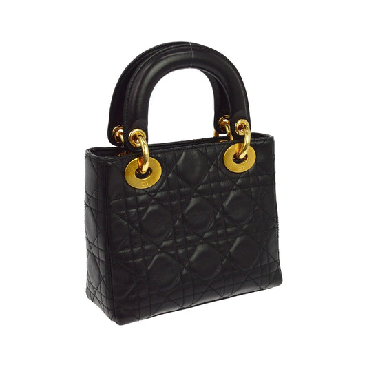 Christian Dior Lady Dior, Black, Leather, Handbag