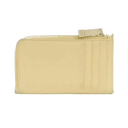 Christian Dior Lady Dior Card Holder Cannage Quilt Patent, Yellow, Leather, Card Holder