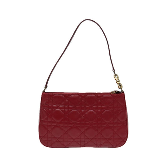 Christian Dior Lady Dior Zip Pochette Cannage Quilt Lambskin, Red, Leather, Clutch