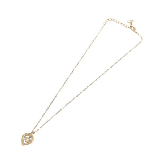 Christian Dior Logo Heart Pendant Metal, Gold, Metal, Necklace