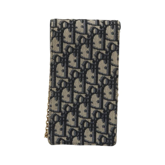 Christian Dior Phone Case Oblique Canvas, Navy, Canvas, Clutch
