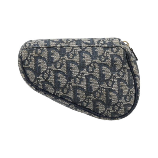 Christian Dior Saddle Zip Diorissimo Canvas, Navy, Canvas, Clutch