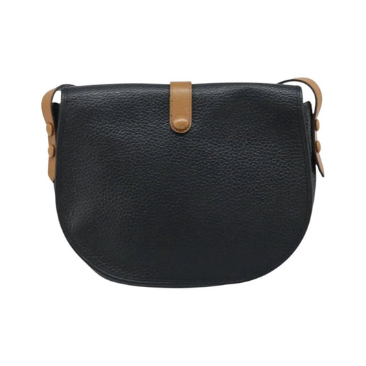 Christian Dior Vintage CD Logo Leather, Black, Leather, Shoulder Bag