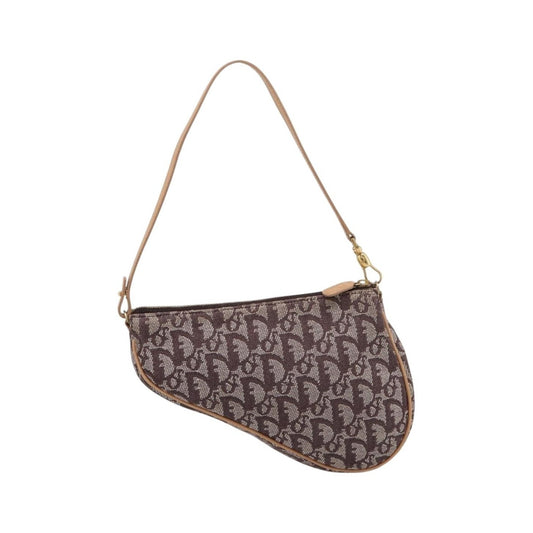 Christian Dior Vintage Saddle Bag Canvas, Brown, Canvas, Clutch