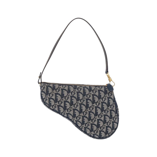 Christian Dior Vintage Saddle Bag Canvas, Navy, Canvas, Clutch