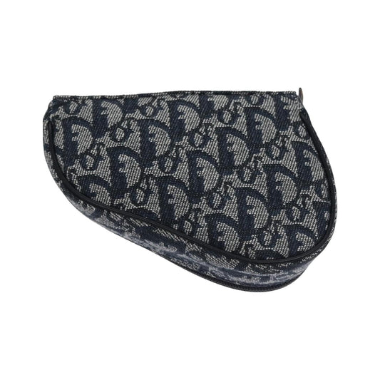 Christian Dior Vintage Saddle Coin Purse Diorissimo Canvas, Navy, Canvas, Clutch