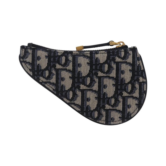 Christian Dior Vintage Saddle Zip Coin Purse Diorissimo Canvas, Navy, Canvas, Clutch