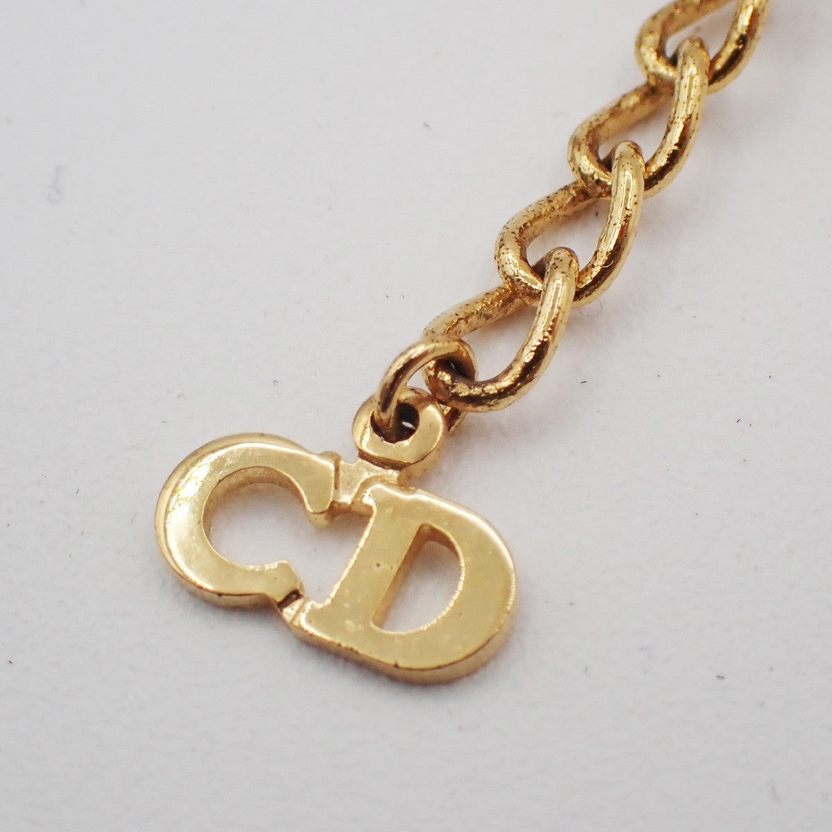 Christian Dior Vintage Dior Logo Metal and Crystal, Gold, Gold Plated, Necklace