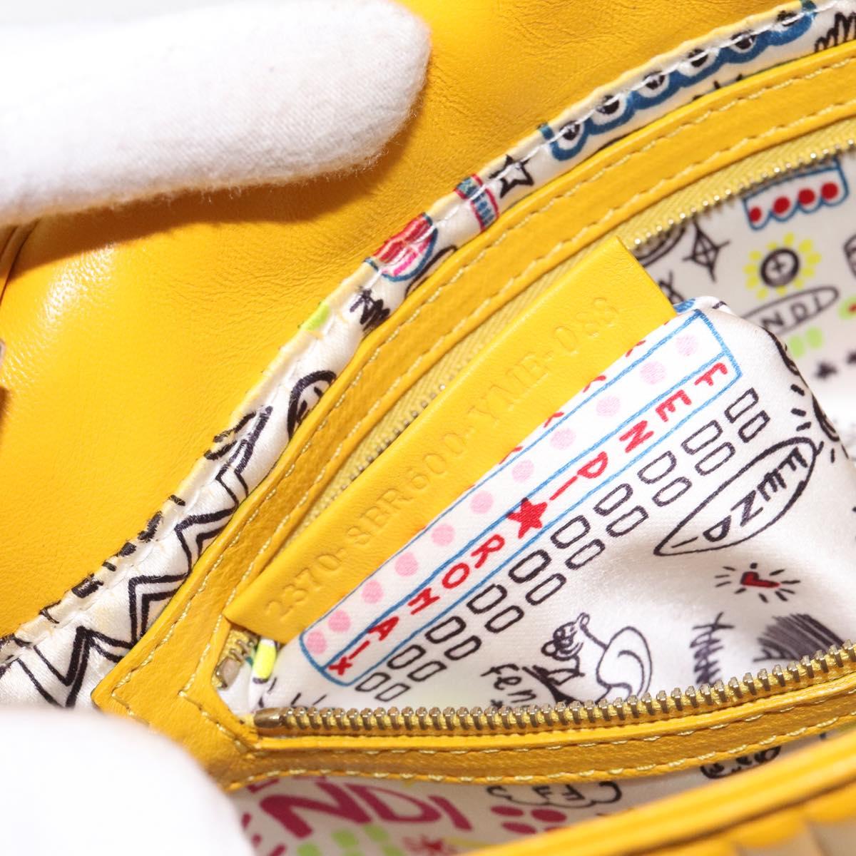 Fendi Mamma Baguette Shoulder Bag Canvas, YELLOW, LEATHER, Shoulder bag