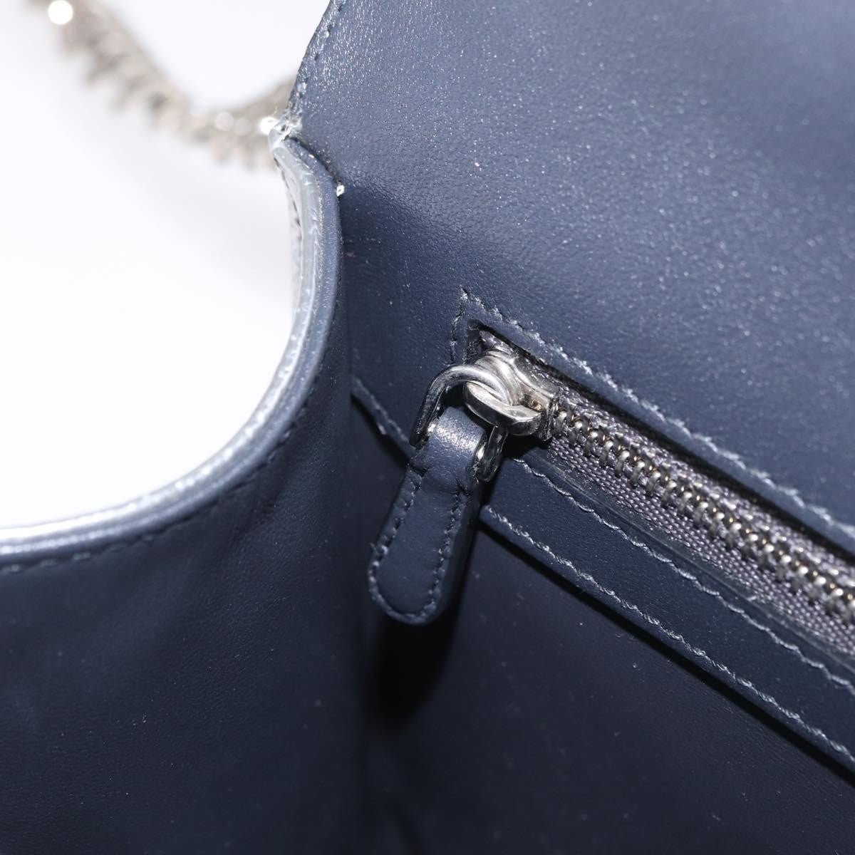 Christian Dior Diorama Flap Patent, Silver, Patent Leather, Handbag