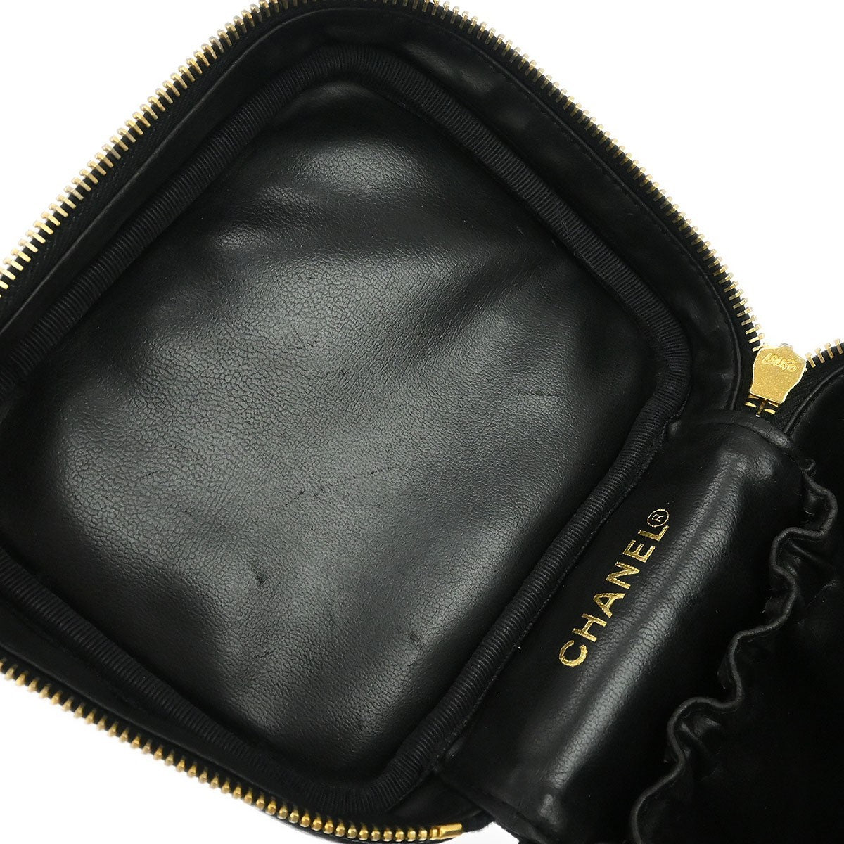 Chanel Vintage Timeless Cosmetic Case Caviar, Black, Leather, Handbag