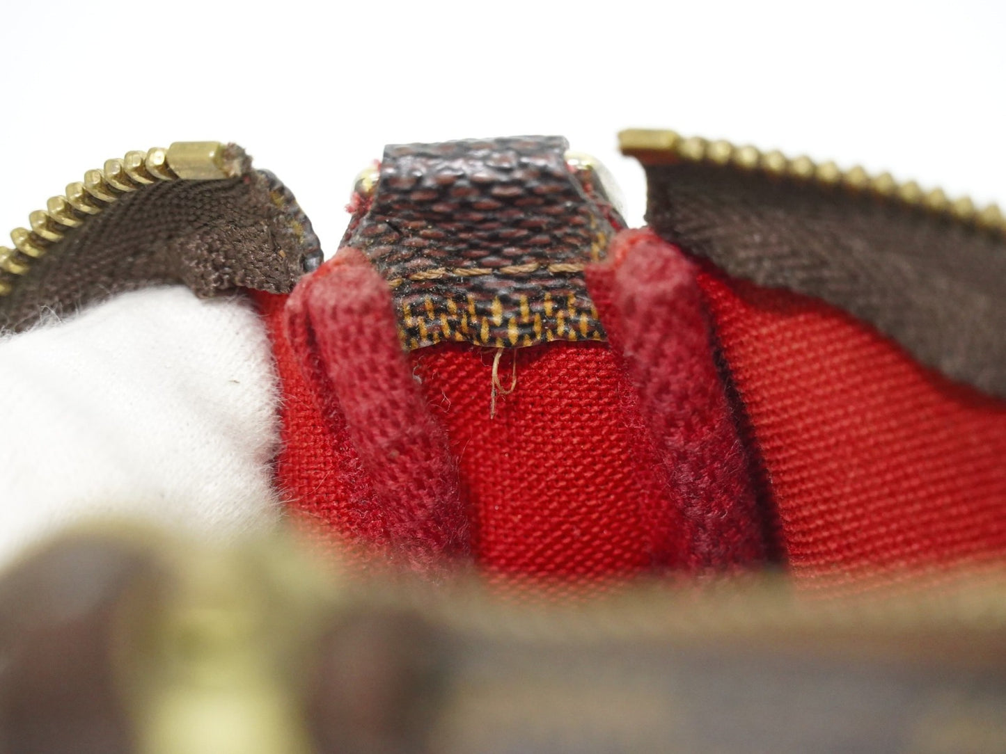 Louis Vuitton Pochette Accessoires Damier, Brown, Canvas, Clutch