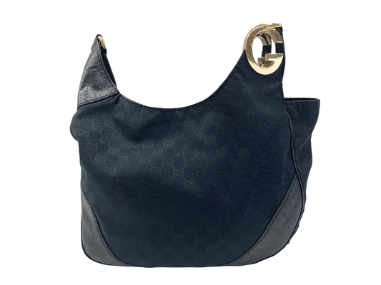 Gucci Charlotte Messenger Guccissima Leather, Black, Leather, Handbag