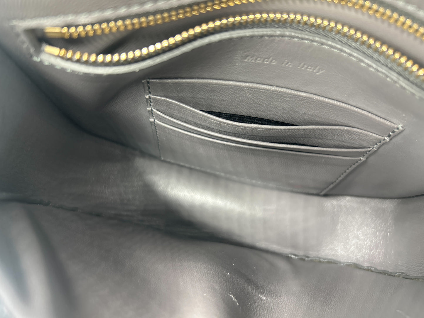 Celine Trotteur Grainy Leather, Gray, Leather, Crossbody Bag