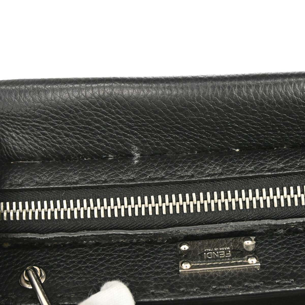 Fendi Selleria Peekaboo Fit Leather, Black, Leather, Handbag