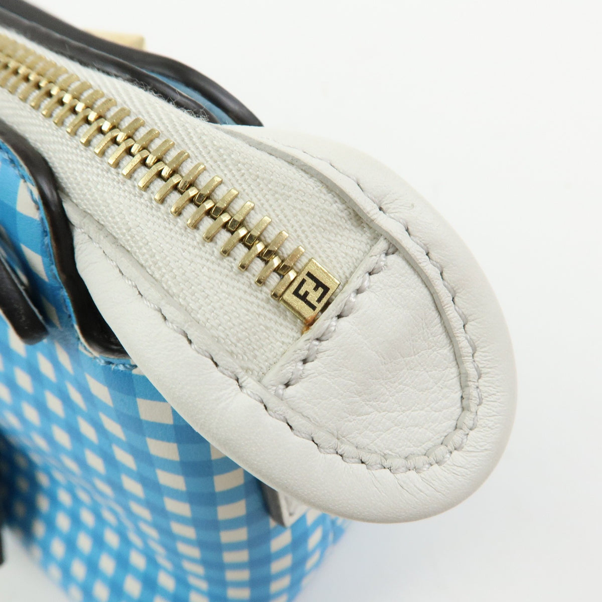 Fendi By The Way Satchel Printed Leather, Blue, Leather, Handbag