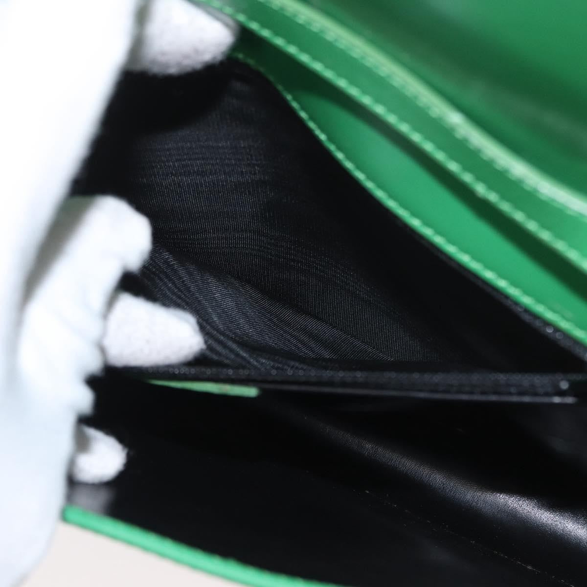 Celine Circle Logo Leather, Green, Leather, Shoulder Bag