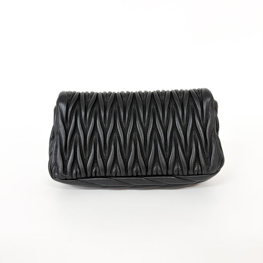 Miu Miu Nappa Matelassè Leather, Black, Leather, Shoulder Bag